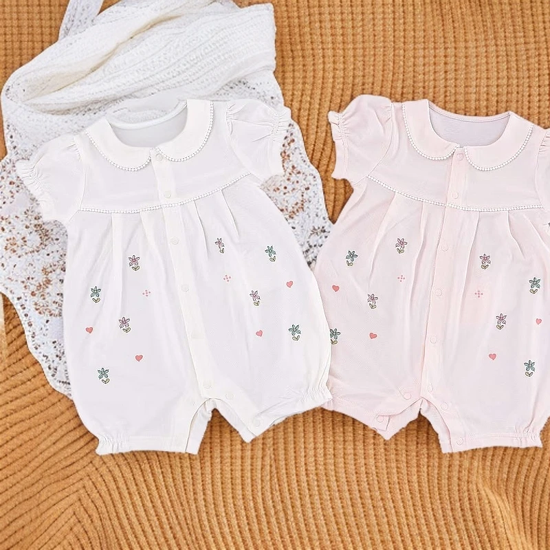 短袖极简风女夏季小清新爬服哈衣公主包屁衣女宝