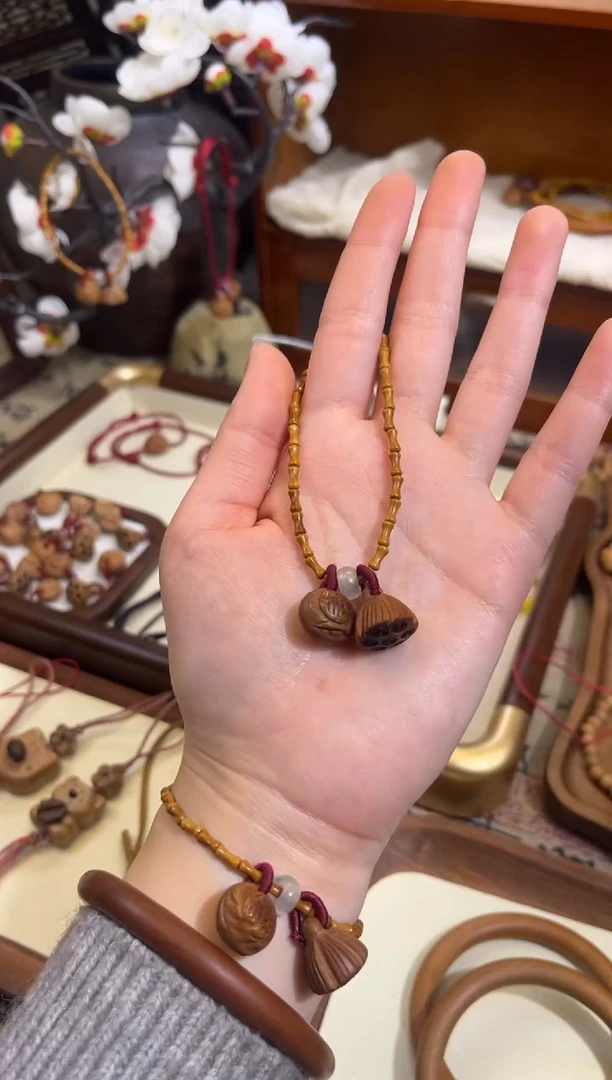 手串桃核【桃缘行】竹节「福气莲莲」桃核辟、挡、驱、护 备注手围