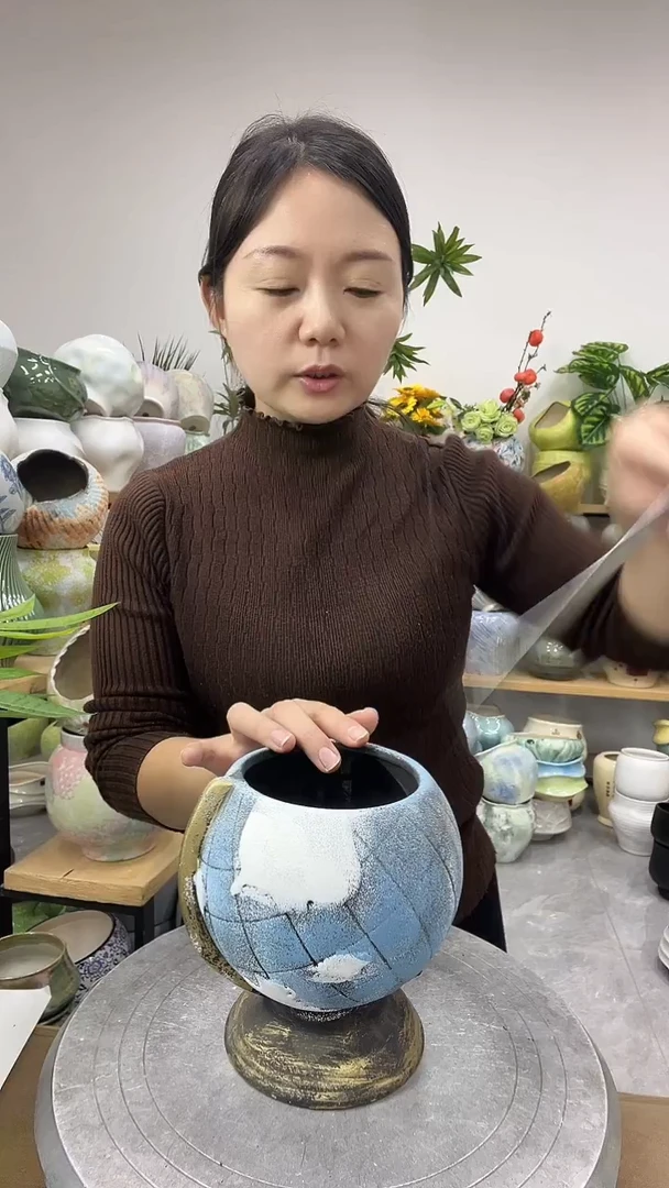 9.4陶瓷花盆直播链接高度   15    口径9