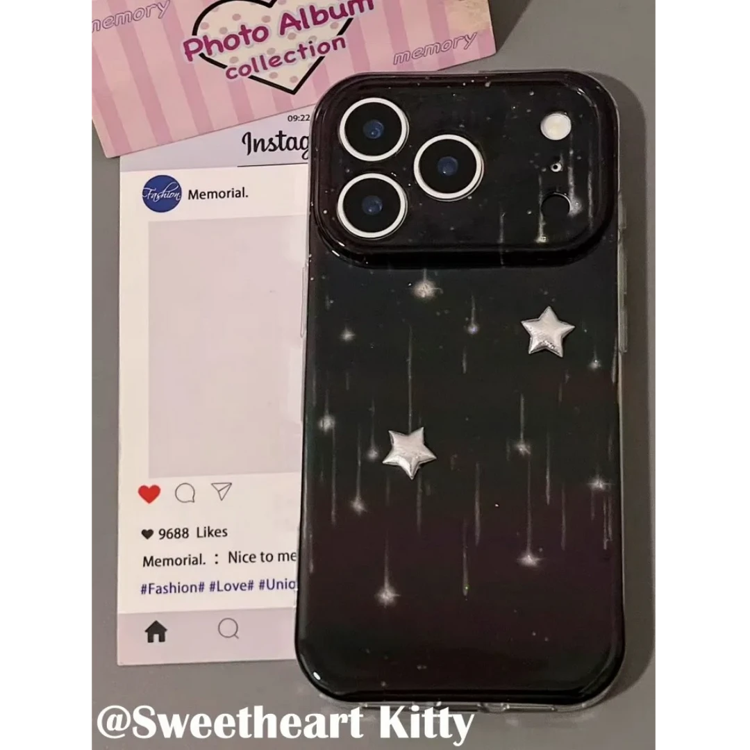 闪粉流星坠落立体星星IMD手机壳适用iPhone17promax包相机键精孔