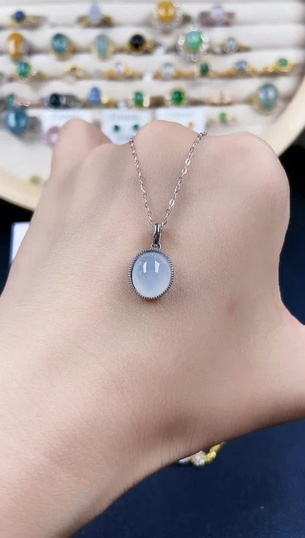 翡翠银S925镶嵌颈饰4165984