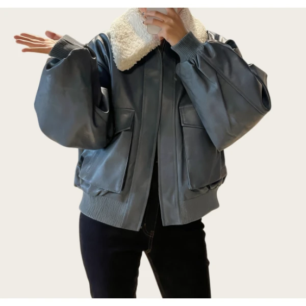 Moussy 秋冬毛领美式高腰夹克棉服外套-028GAW30-5510