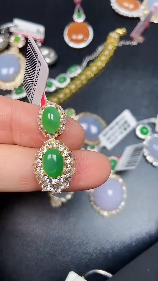 银S925镶嵌戒指翡翠2390