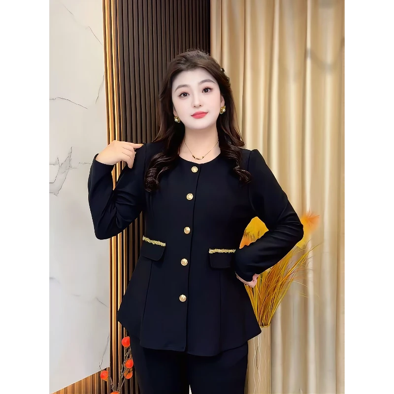 蕾蕾2025冬季新款大码高端定制弧度立体收腰小香风上衣610