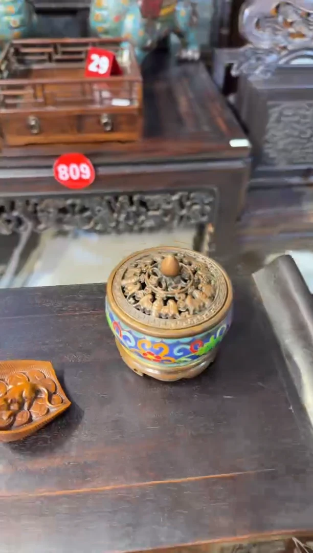 木木头款时****?景泰蓝香炉（深蓝）358