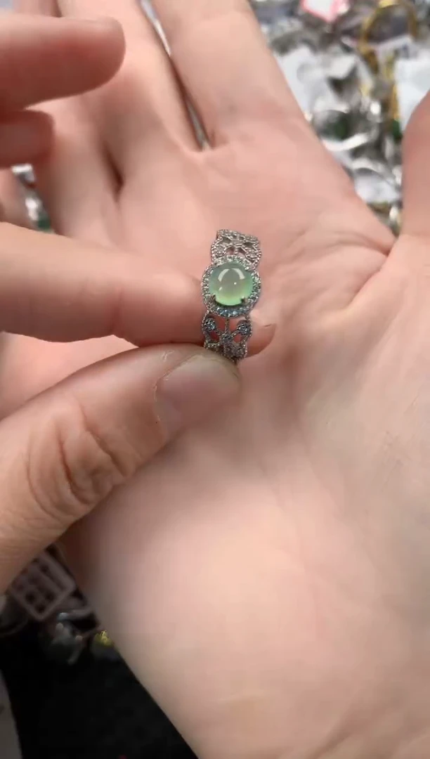 银S925镶嵌戒指翡翠7777-----4