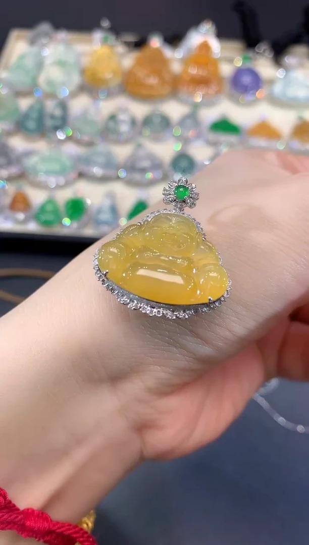 吊坠(不含链)18K金镶嵌翡翠49-佛公