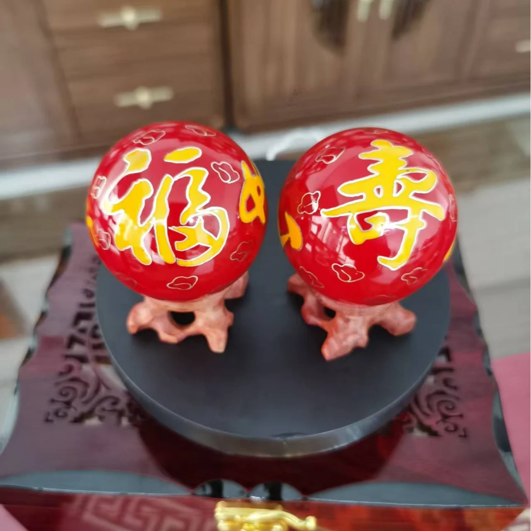 景泰蓝工艺空心铃音健身球手握转按摩保健球福寿全高档礼物伴手礼