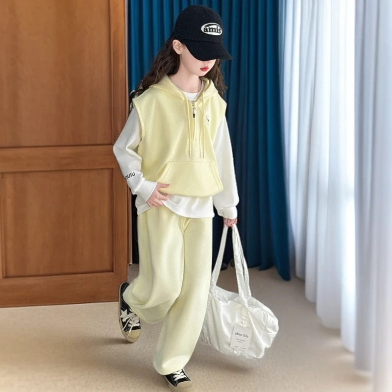 女大童秋装卫衣套装2025新款韩版洋气时髦休闲女孩春秋马三件套