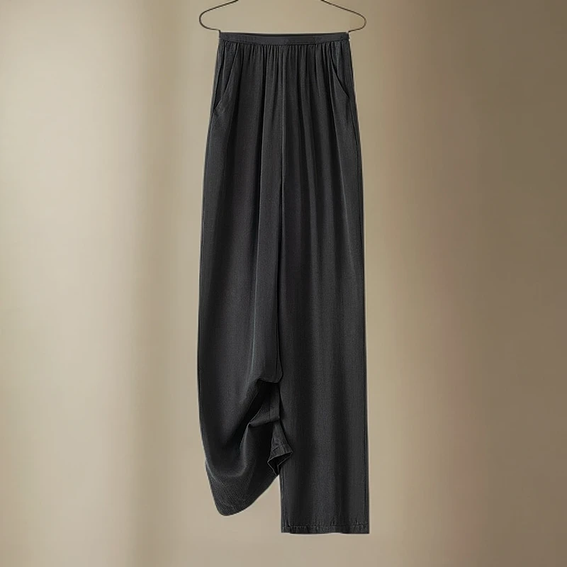 哥弟阿玛施正品薄款窄版阔腿裤新款夏高腰时尚宽松大码垂感休闲裤