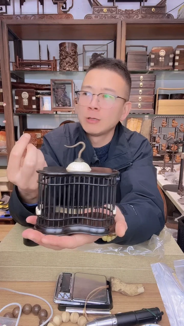 【闪购商品】乌木类书架006紫光檀蝈蝈笼