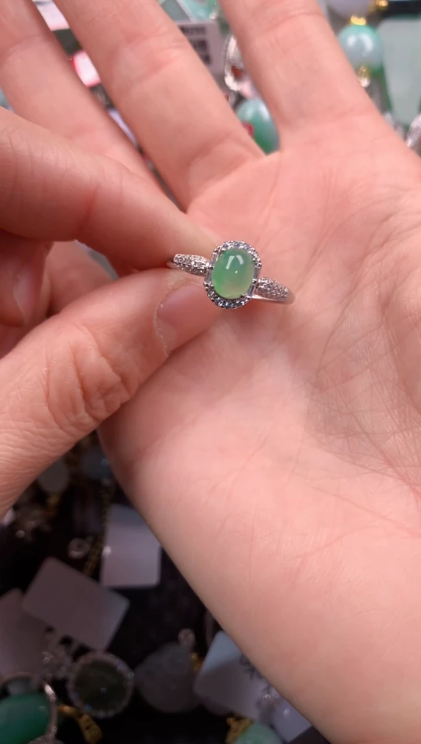 银S925镶嵌戒指翡翠222   5