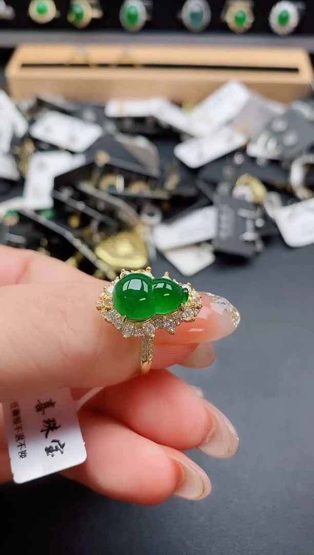 银S925镶嵌戒指翡翠1