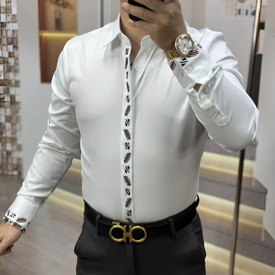 摩登25新款打底百搭显瘦网红休闲修身白色时尚衬衣长袖衬衫82466