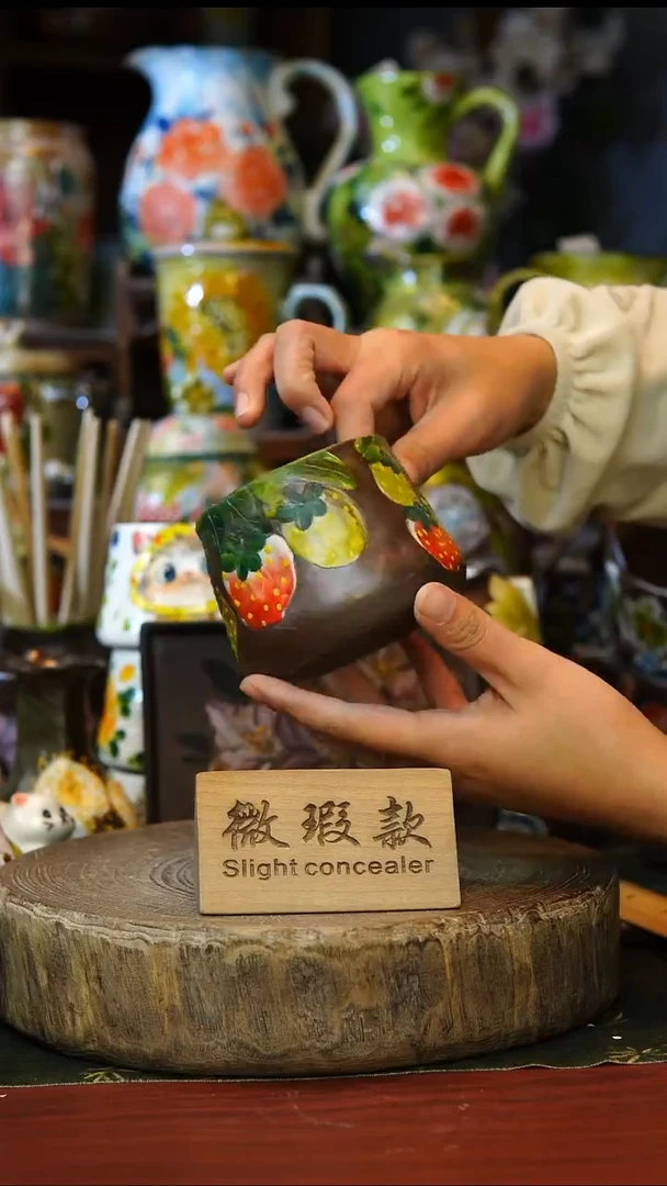 陶瓷243景德镇手工手绘釉下彩微瑕