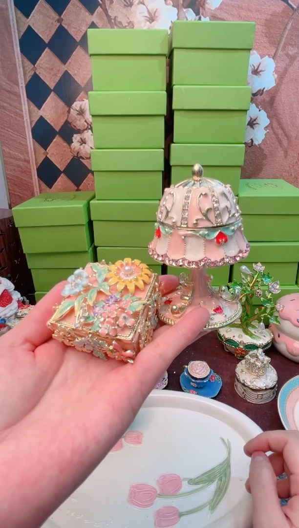 锌合金珐琅彩首饰盒摆件默认微瑕不退不换～