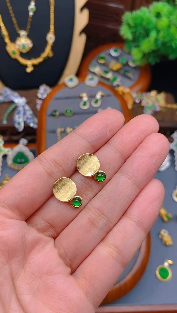 【闪购商品】翡翠耳饰银S925镶嵌蛋面耳饰