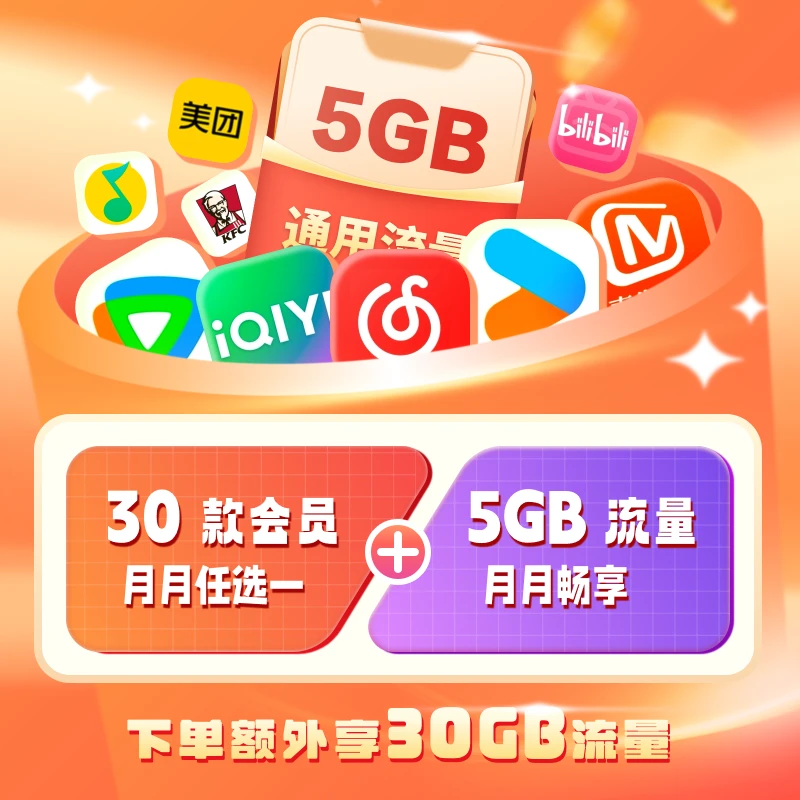 【每月扣15元话费】四川电信5GB流量+会员权益包