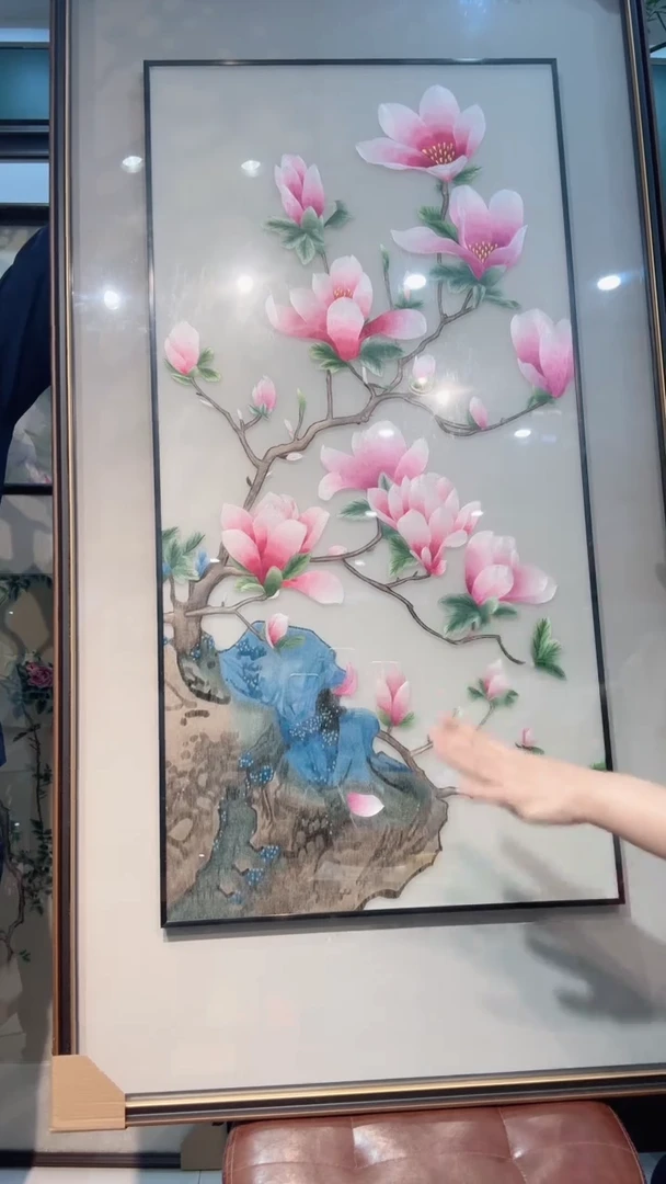 横款非遗苏绣手工刺绣带框挂画