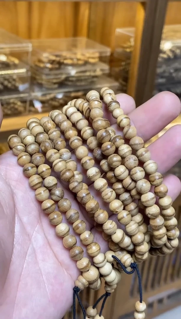 沉香手串达拉干圆珠长串虎皮纹0.7+多样性发其一