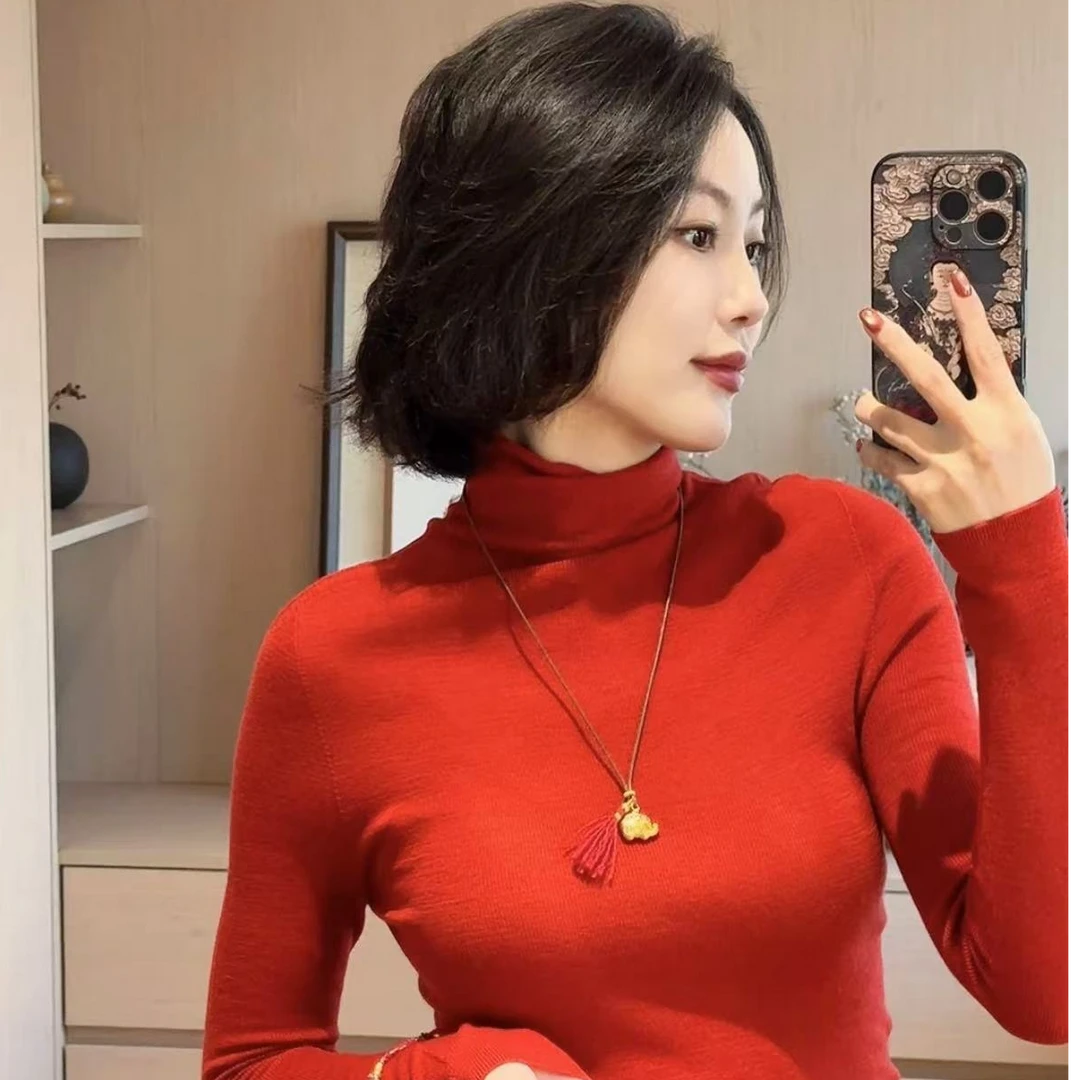 唐小泥 德国进口扬子纱 全羊毛圆领无缝针织衫 100%美丽诺羊毛