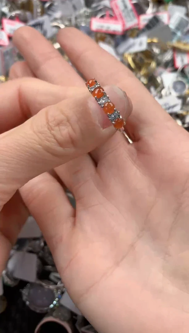 银S925镶嵌戒指翡翠666------3