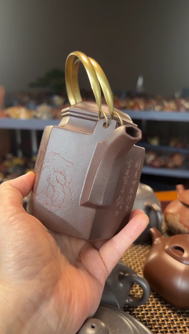 茶壶紫砂骑****i天青 六方牛盖洋桶