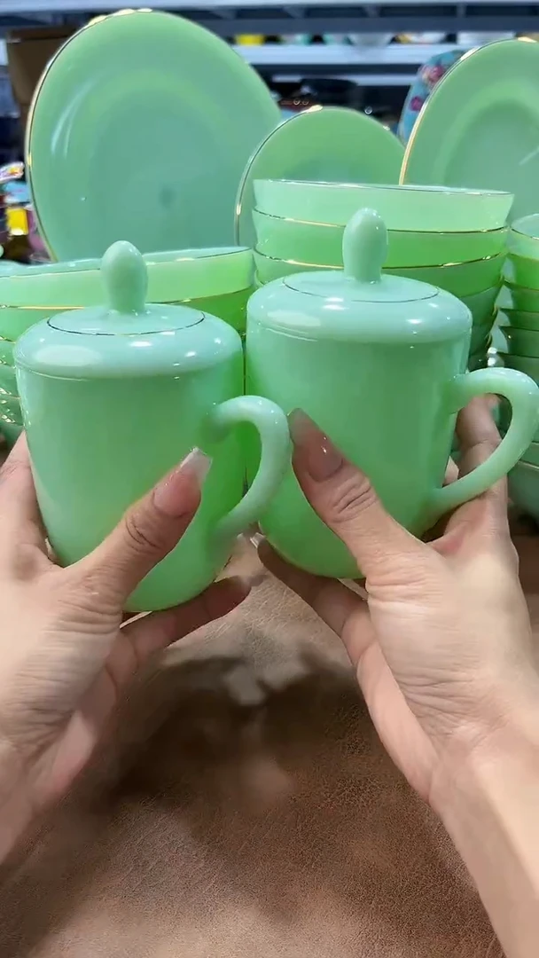 玉瓷350cc玉瓷茶杯水杯2只景德镇