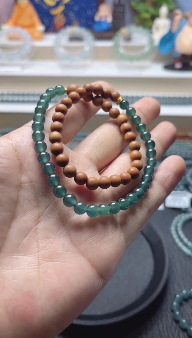 未镶嵌手串翡翠天然危地马拉翡翠A货手串卡5.9左右