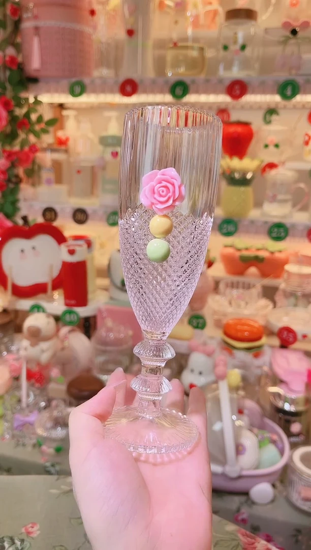 摆件品质好发货快放心拍！玫瑰红酒杯