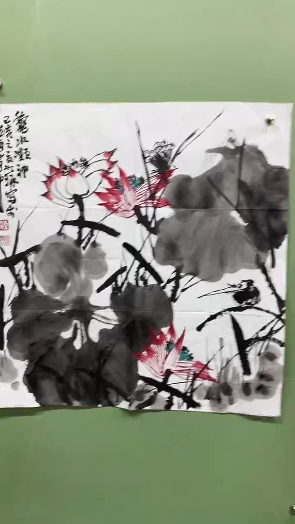 竖款精品四尺斗方，荷花