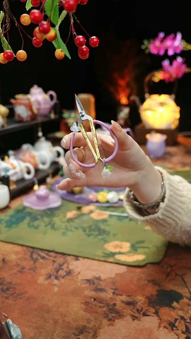 【闪购商品】紫色手工茶袋小剪刀