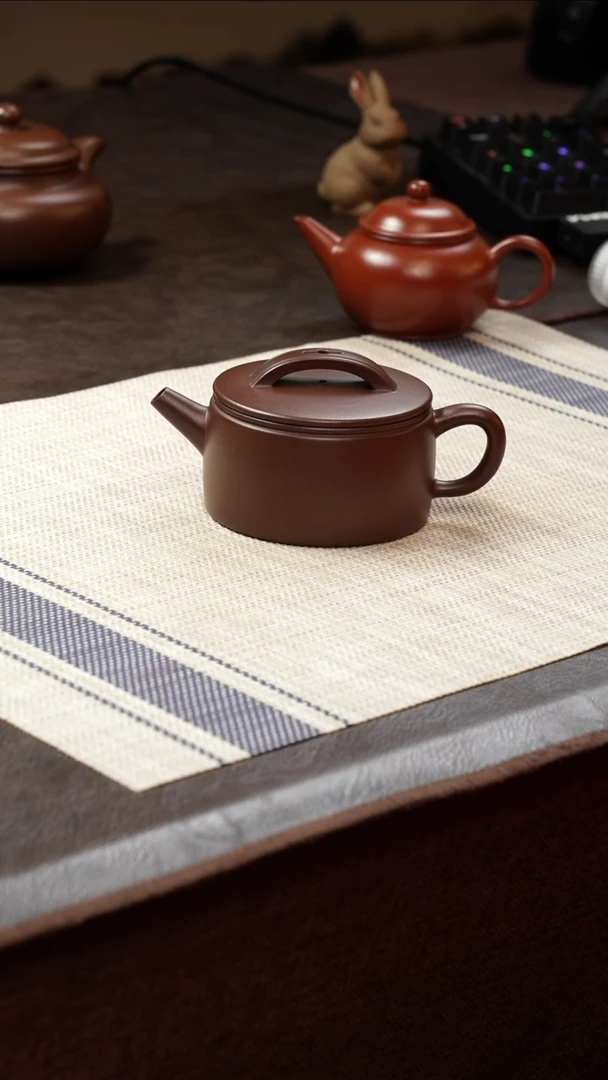 茶壶紫砂壶·12老紫泥汉瓦160cc