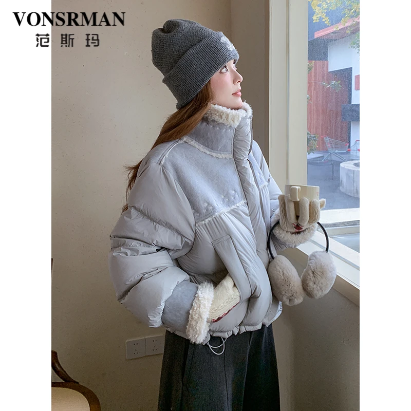 小个子翻领羽绒服女短款2025冬季新款时尚甜美减龄保暖白鸭绒外套