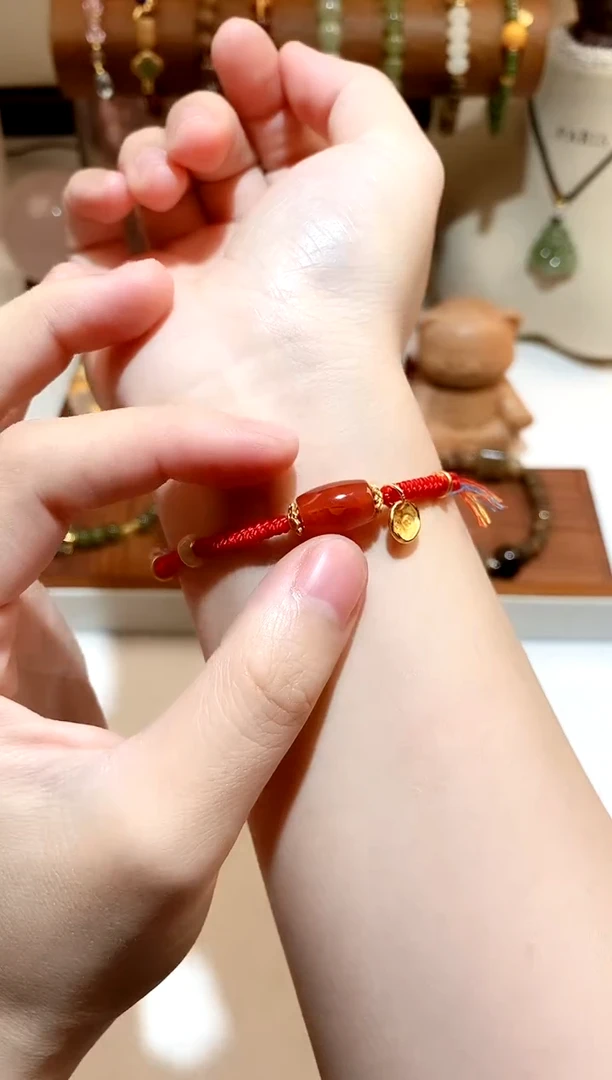 银S925镶嵌手链南红玛瑙南红红绳 多样性发一