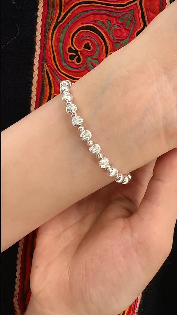 珐琅足银猫眼珠手链