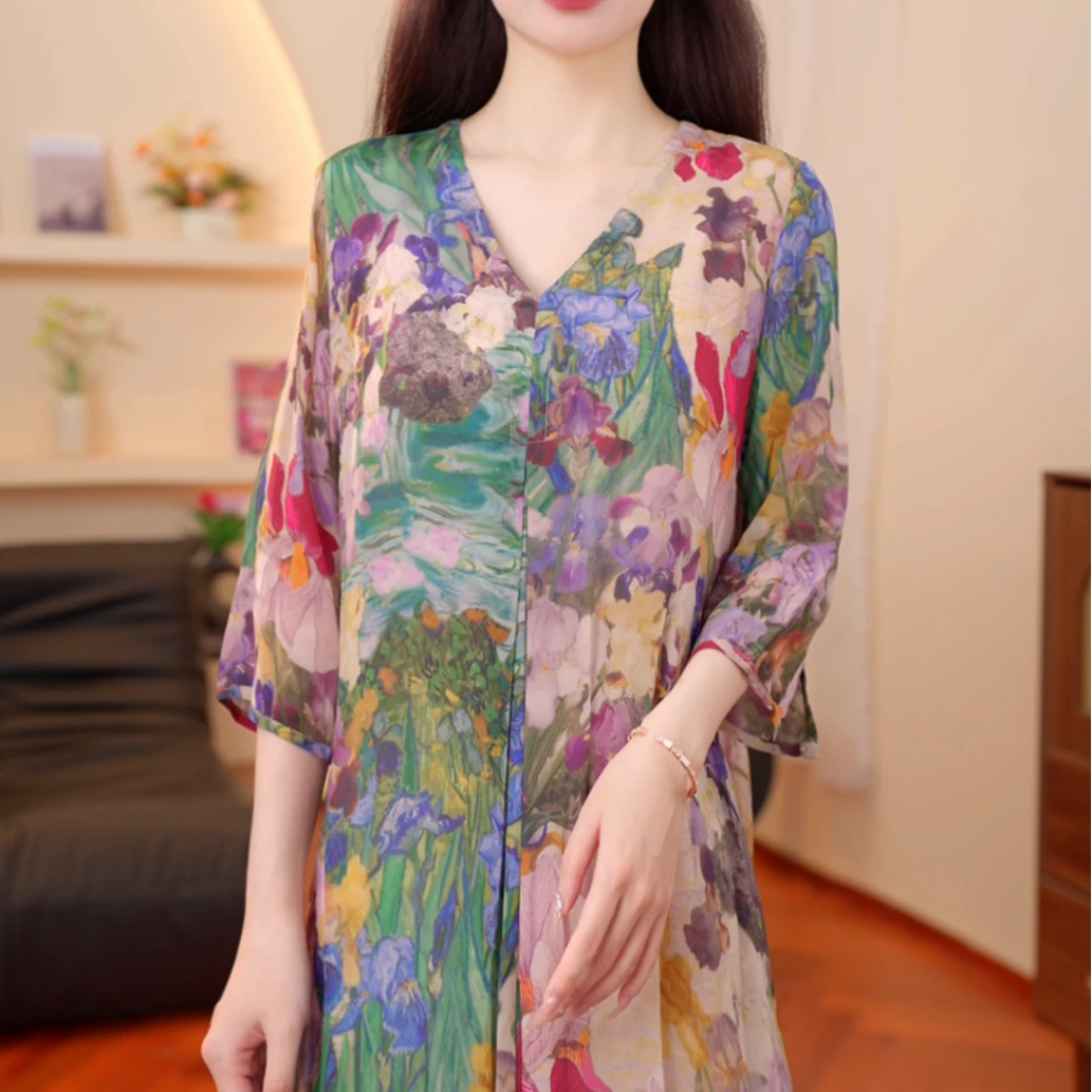 【JY】洋气修身浪漫好看花色夏季气质法式女装连衣裙