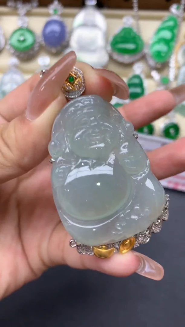 翡翠18K金镶嵌颈饰440-中国好珍宝