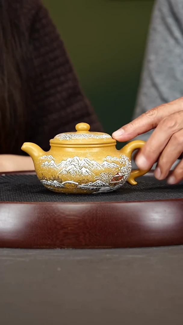 茶壶紫砂22YJB雪景仿古 黄金朱泥300cc