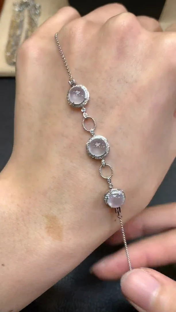 【闪购商品】翡翠手链18K金镶嵌蛋面【无服务费】