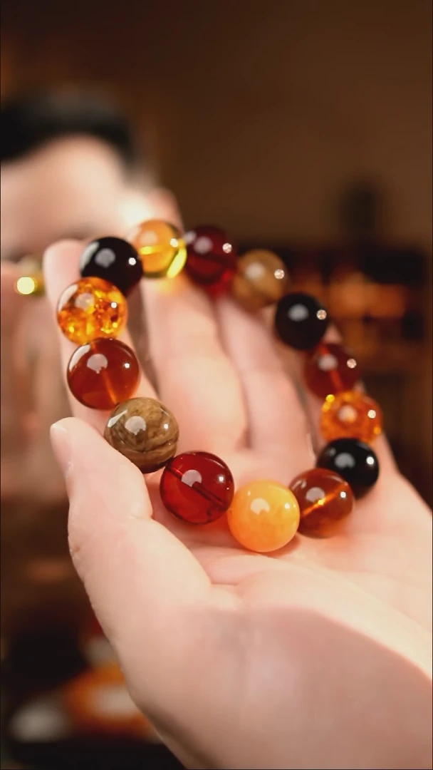 琥珀颈饰未镶嵌12+多宝手串