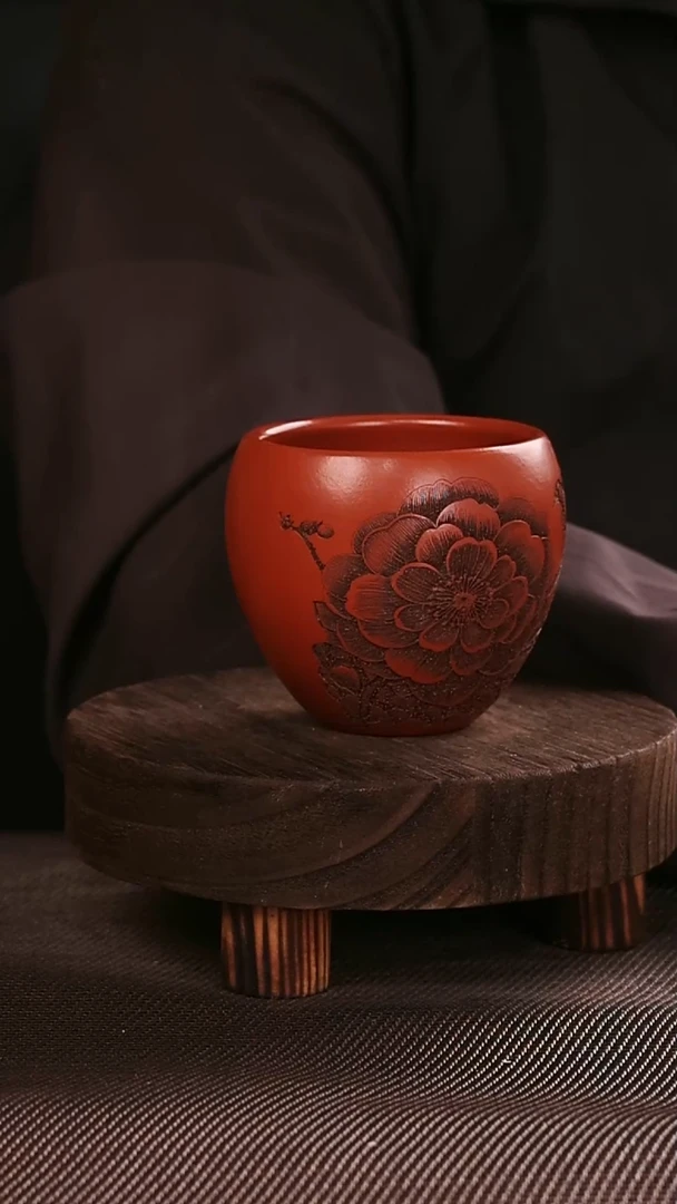 茶杯紫砂紫砂手工主人杯春意盎然