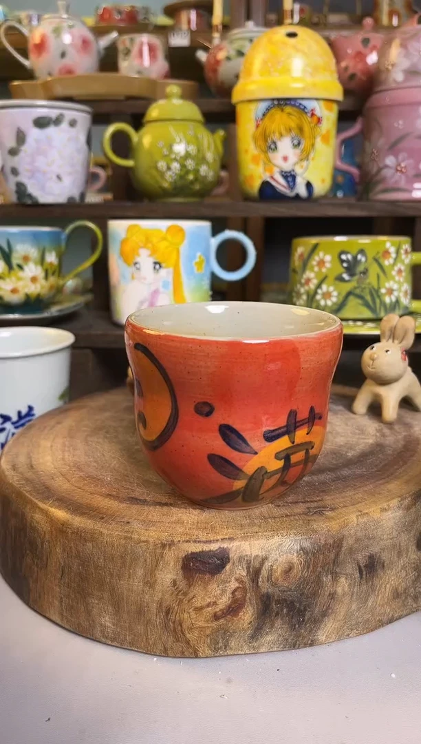 杯子手绘高温釉下陶瓷