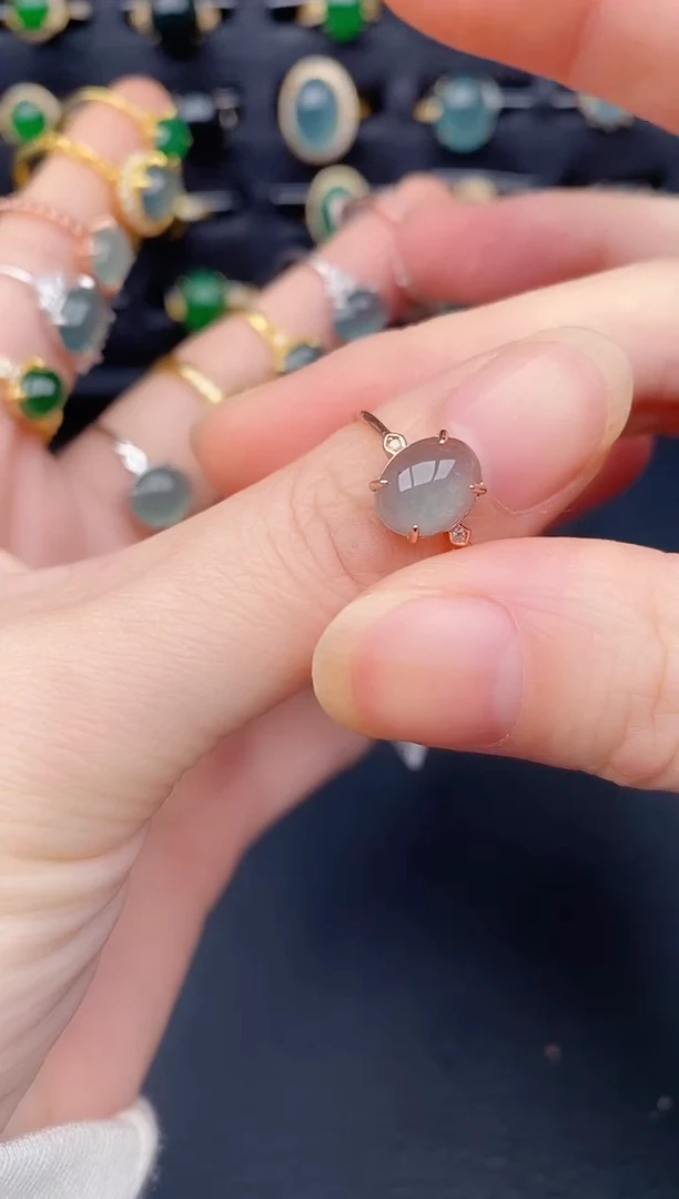 银S925镶嵌戒指翡翠天然a货翡翠1