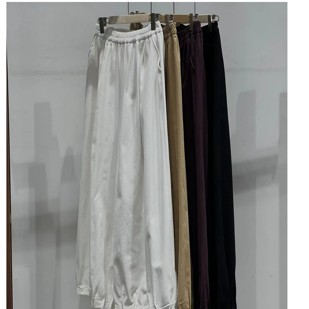 【ATAYI】2025春季新款棉质阔腿休闲裤25023#纯色高腰显瘦