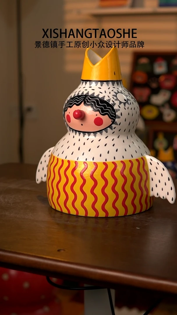 .喜上陶社飞鸟花器