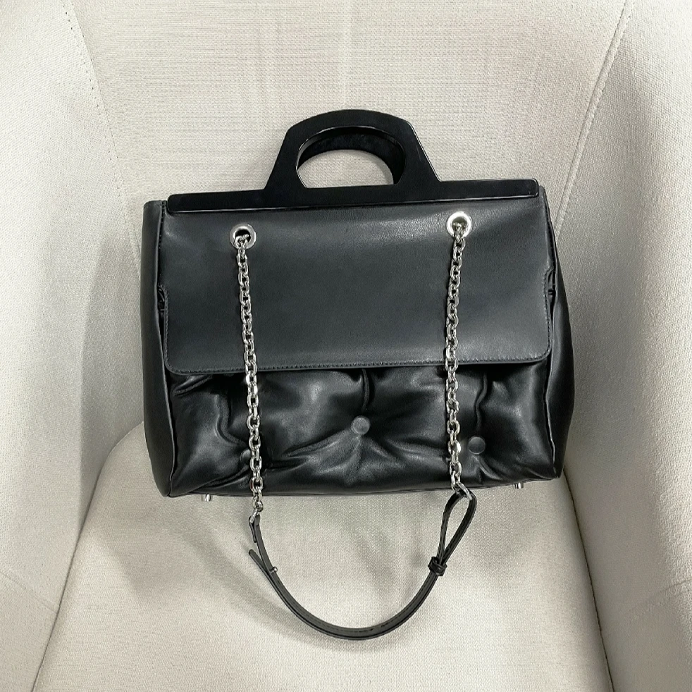 （快乐）羊皮链条单肩手提包