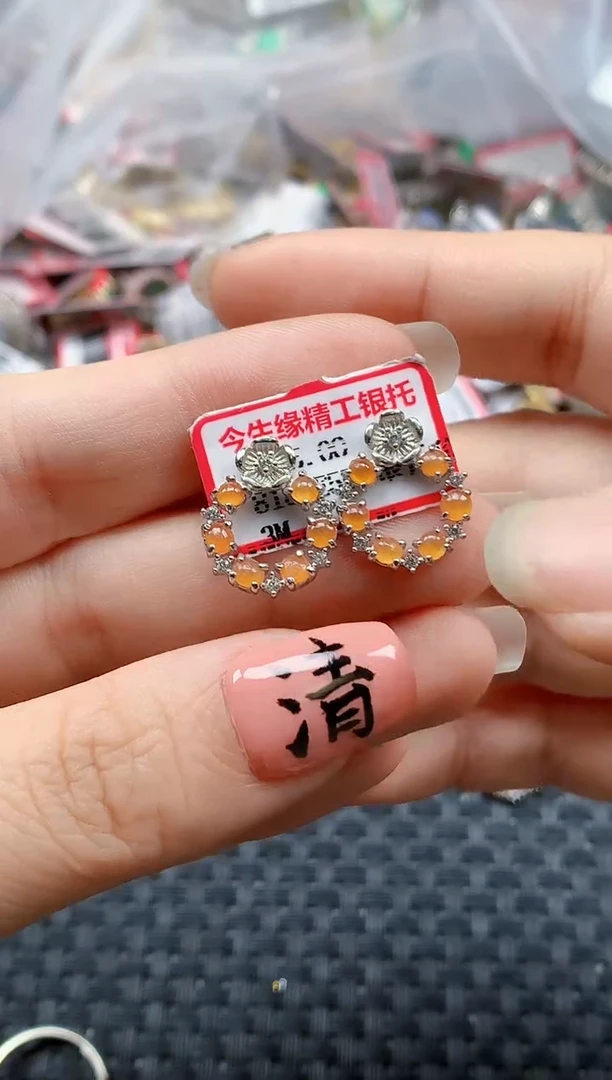 银S925镶嵌戒指翡翠天然A货缅甸翡翠