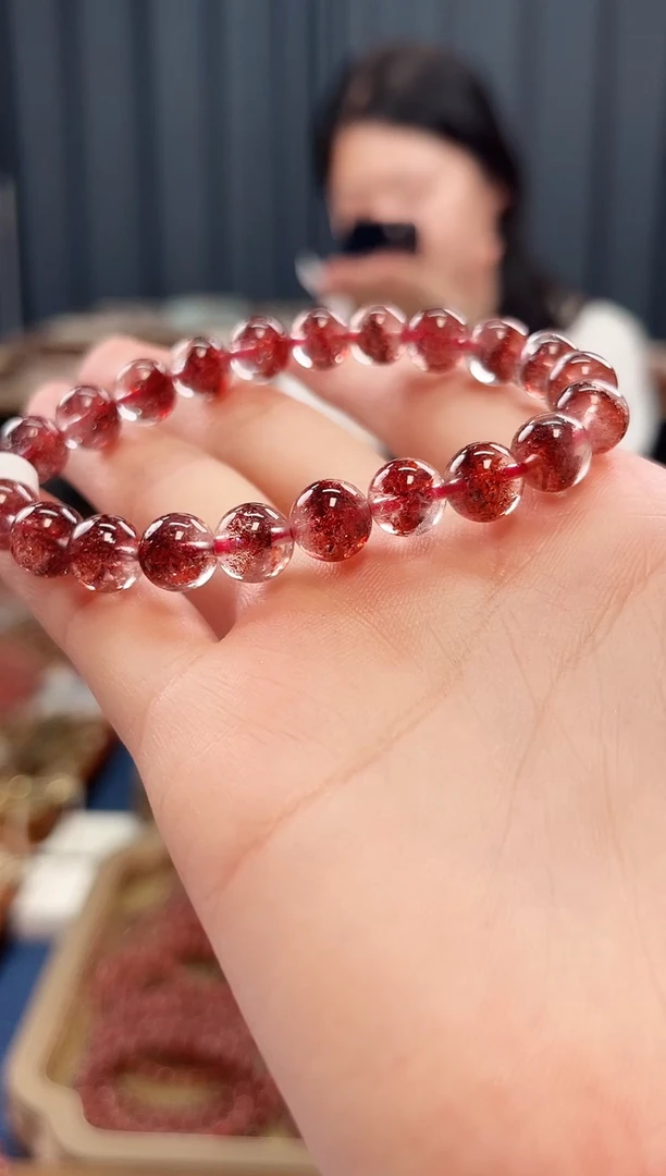未镶嵌手串水晶金草莓超七单圈手串8mm【多样性发一】