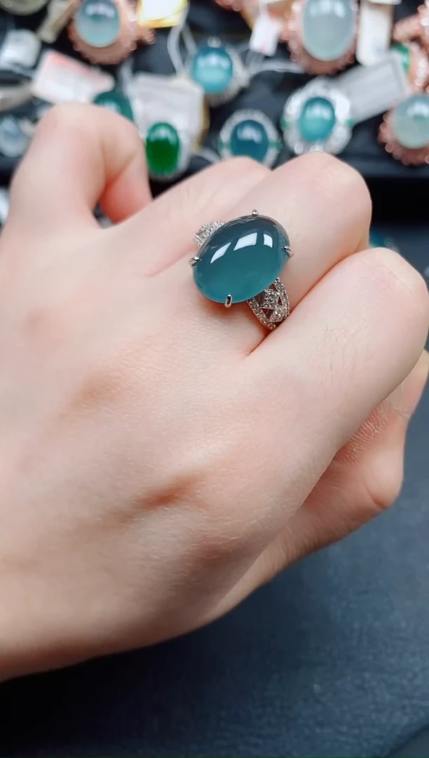 银S925镶嵌戒指翡翠翡翠